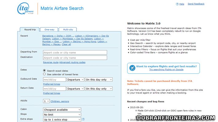 ITA Matrix, o poderoso motor de pesquisa de voos