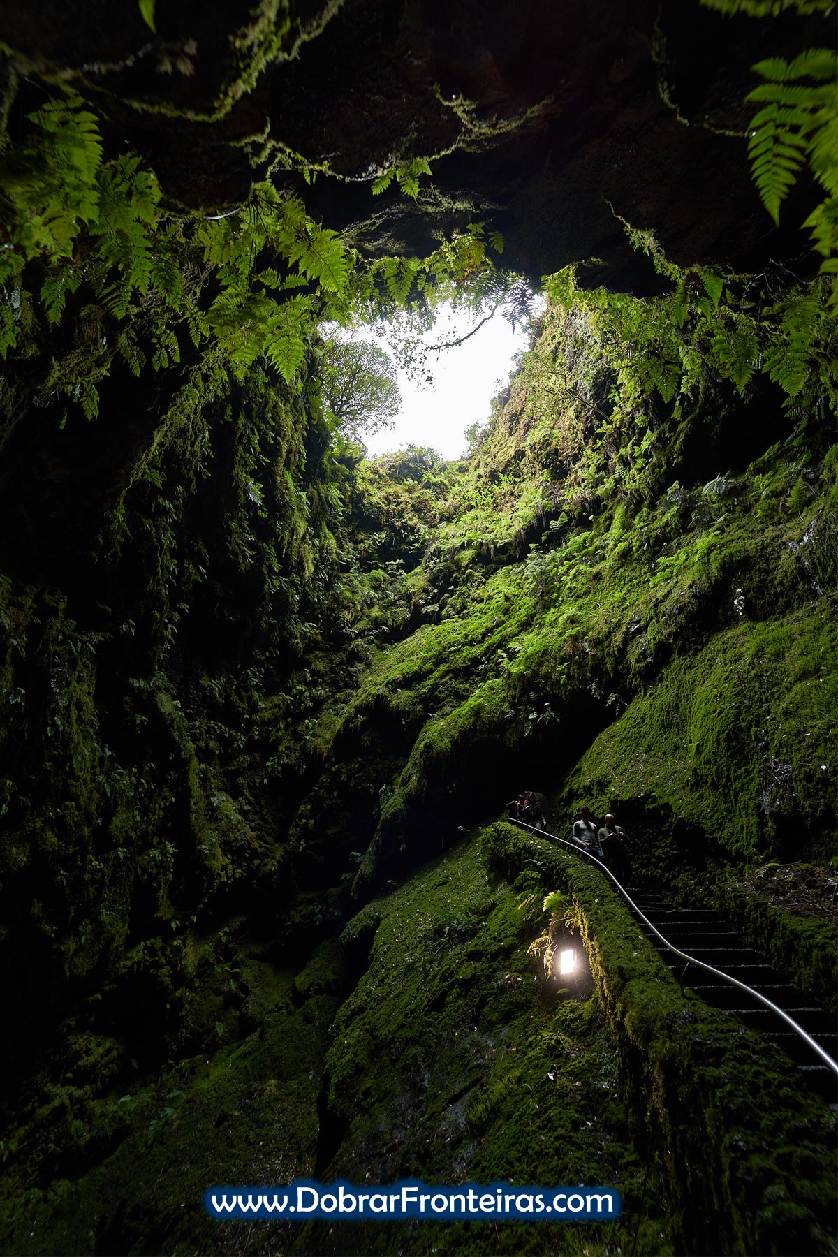 Escadas no interior do algar do Carvão