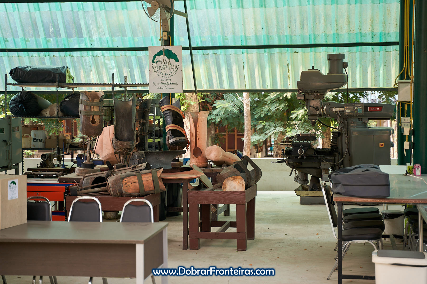 oficina de próteses para elefantes